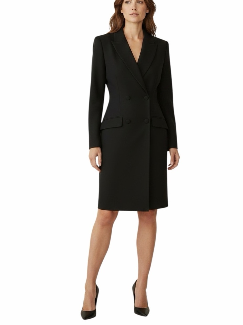 NWT Evan Picone Black Blazer Dress 14 Wool Blend Career Chic Missing Belt